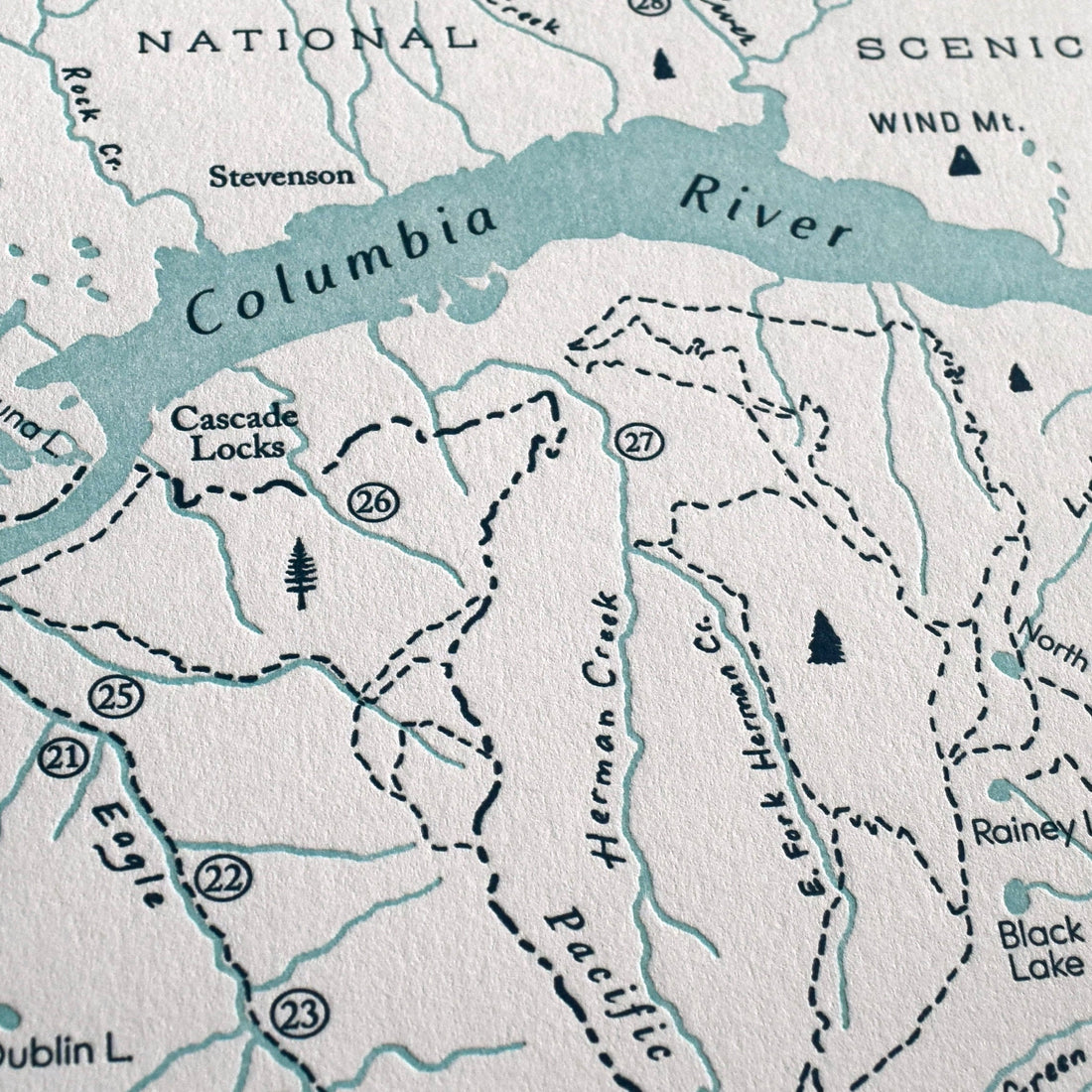 Columbia River Gorge and Mount Hood, Oregon Map