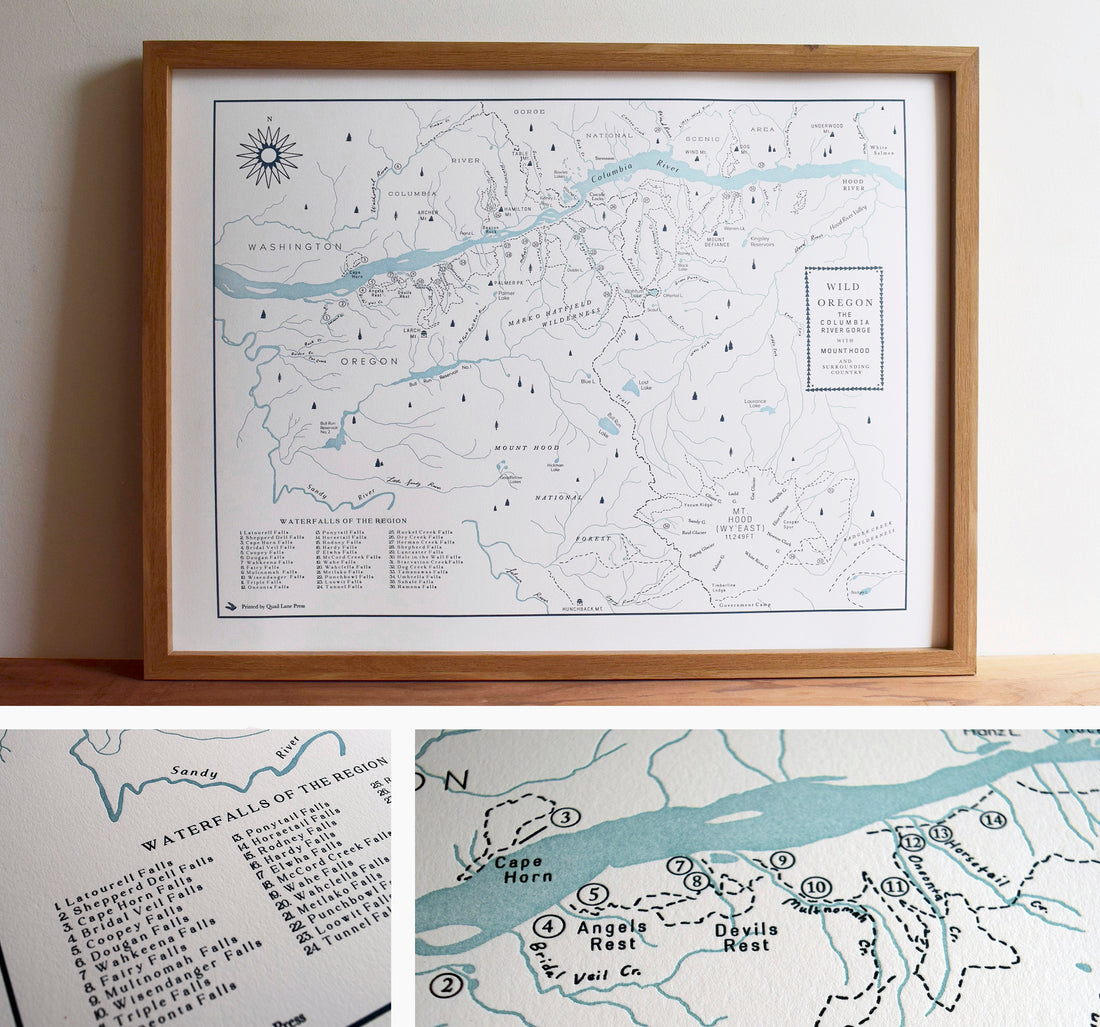Columbia River Gorge and Mount Hood, Oregon Map