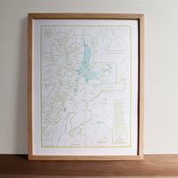 Grand Teton National Park, Jackson Hole, Wyoming, Letterpress Map