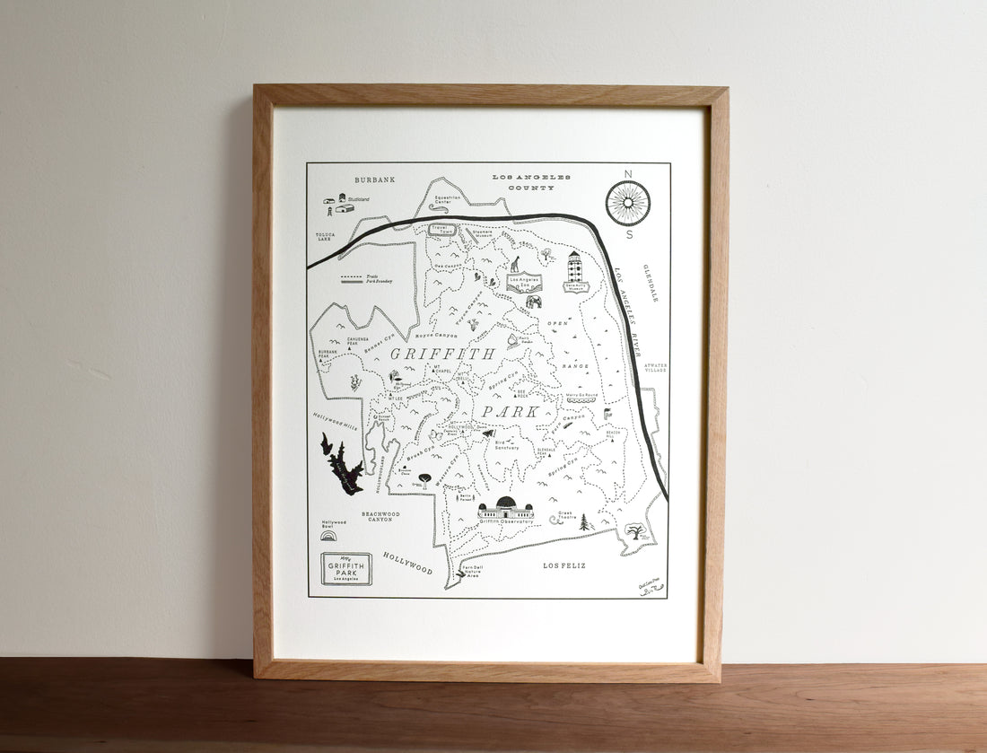Griffith Park, Los Angeles, Letterpress Map