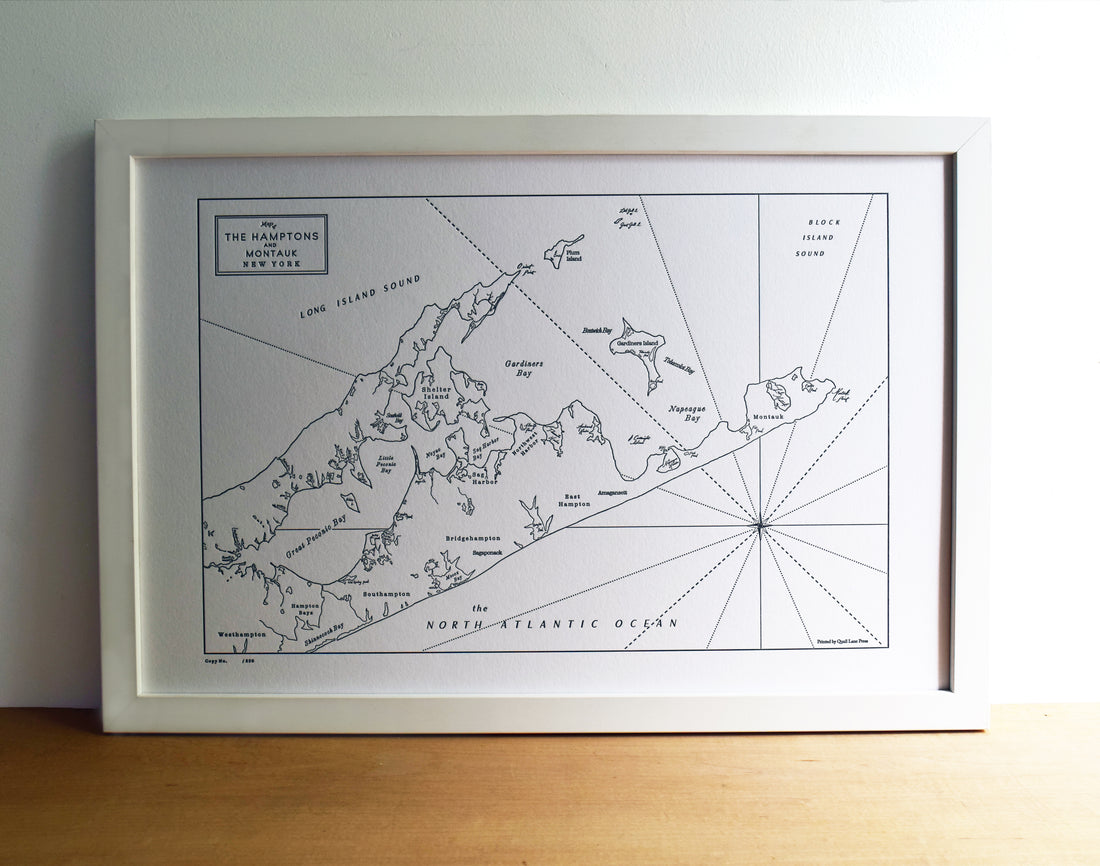 Hamptons and Montauk, Letterpress Map