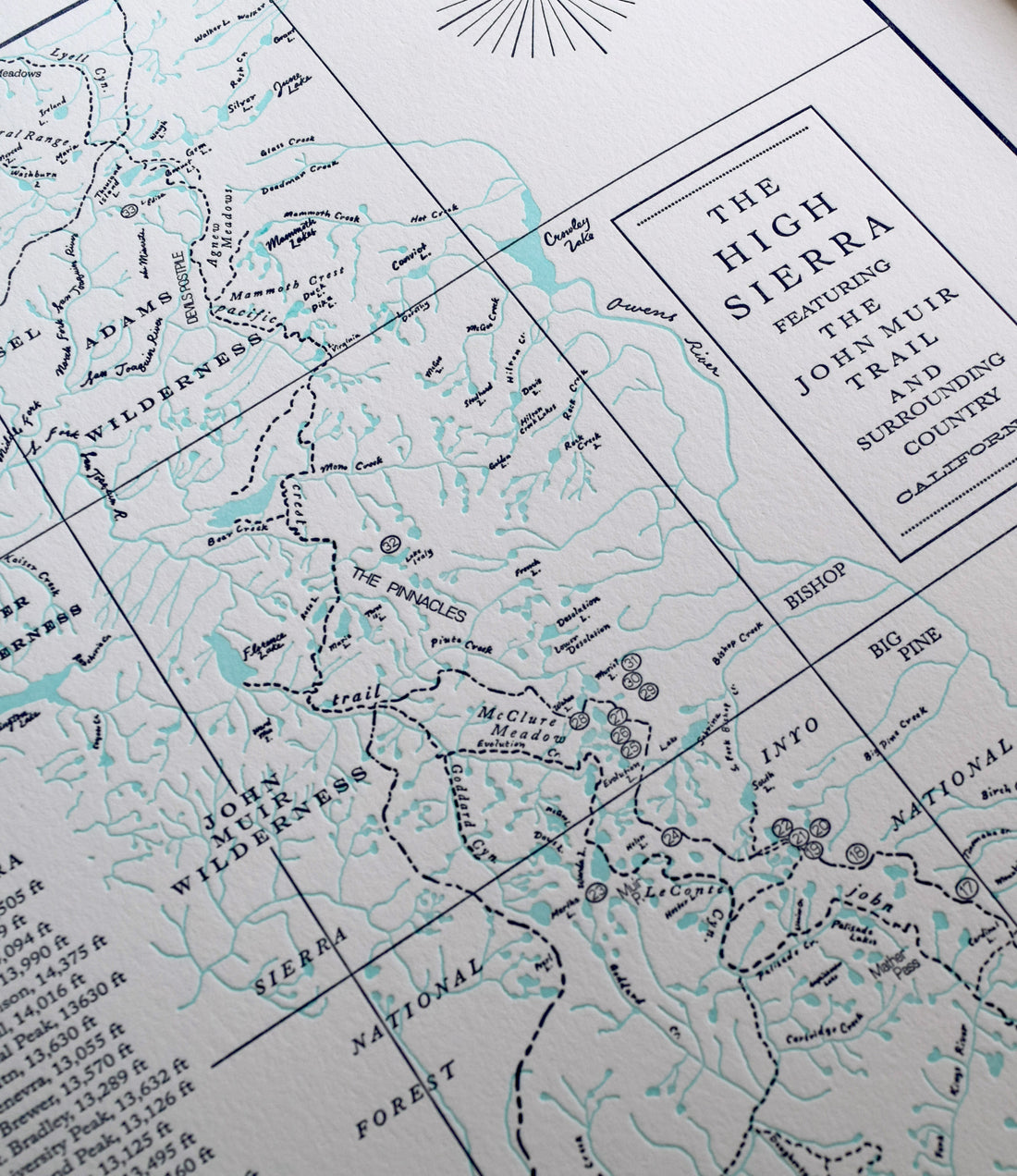 John Muir Trail and the High Sierra Map