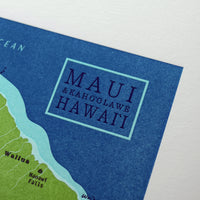 Maui, Hawaii, Letterpress Map