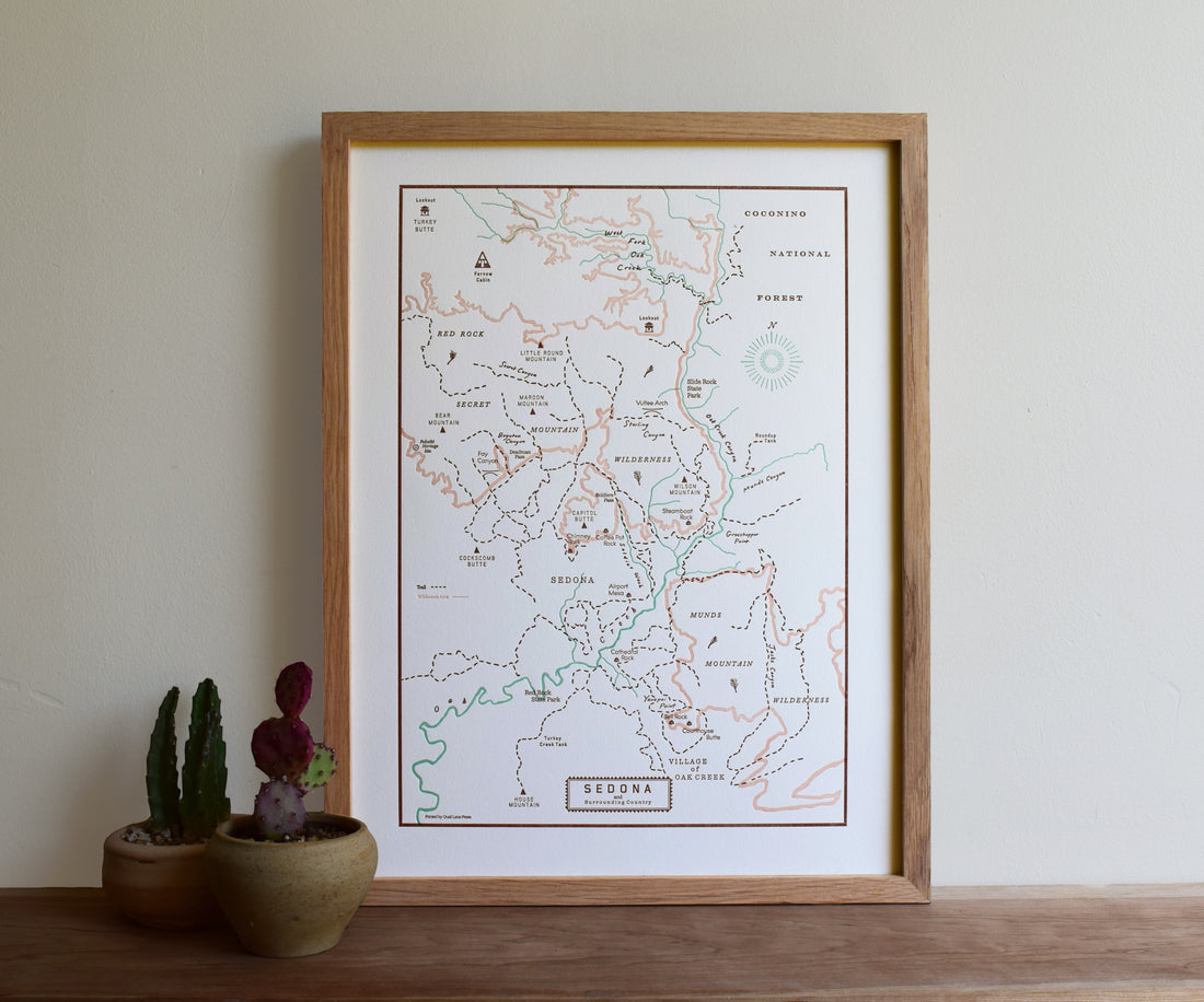 Sedona, Arizona, Letterpress Map