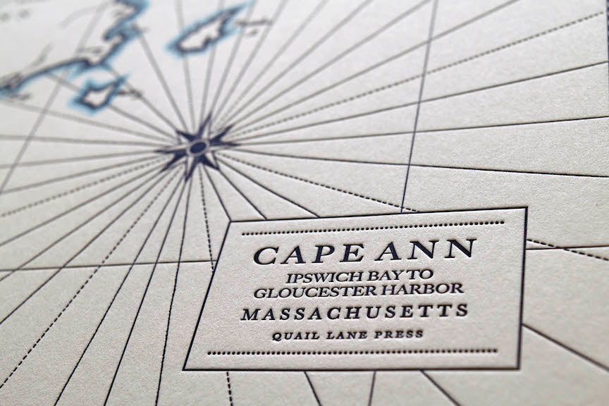 Letterpress map of Cape Ann Massachusetts.  Northeastern United States Map.