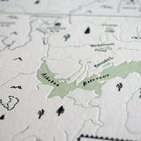 Up-close photo Catskill Letterpress Map