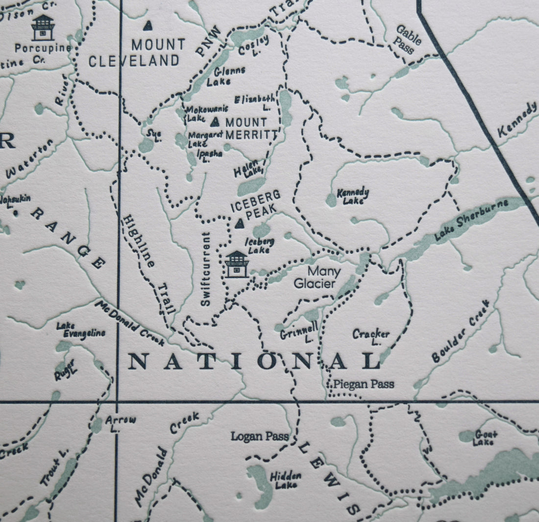 Montana Glacier National Park Map Art