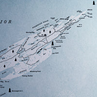 Letterpress printed Isle Royale map.  Lake Superior Great Lakes