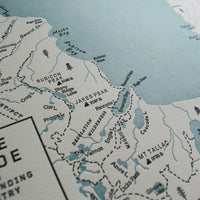 Lake Tahoe Map art detailing natural landscape