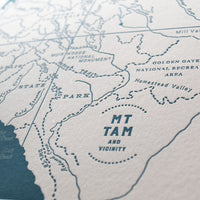 Northern California Mt Tam and Coastline map including golden gate national recreation area muir woods and pacific ocean