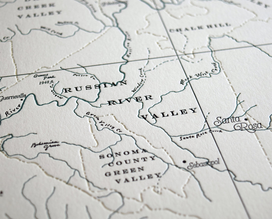 Napa Valley map with surrounding wine country