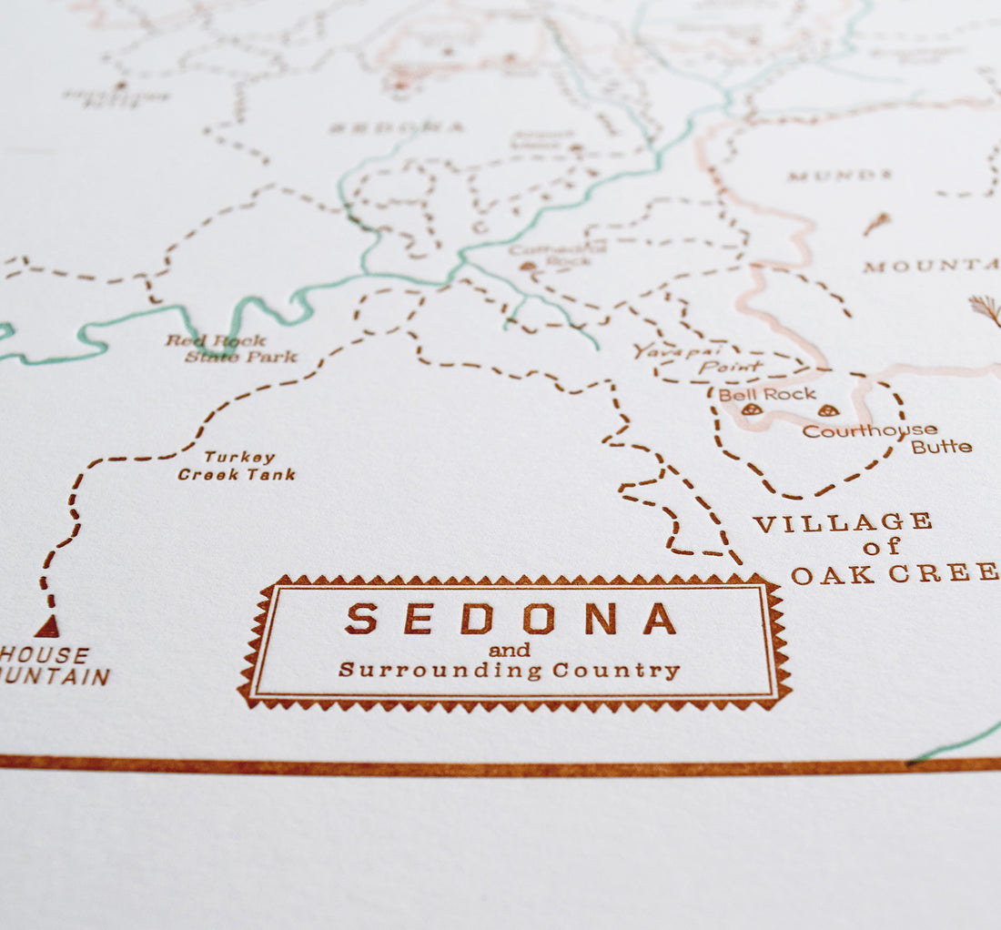 Sedona, Arizona, Letterpress Map