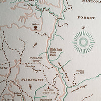 Sedona, Arizona, Letterpress Map