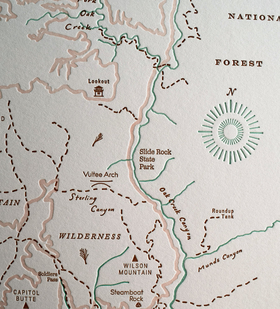 Sedona, Arizona, Letterpress Map