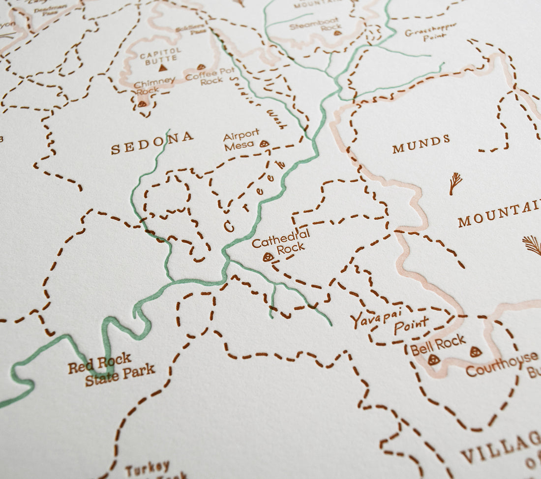 Sedona, Arizona, Letterpress Map