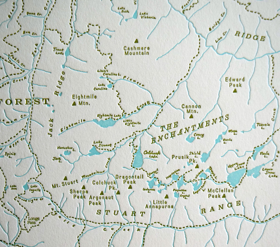 Enchantments Stuart Range Washington Map Closeup