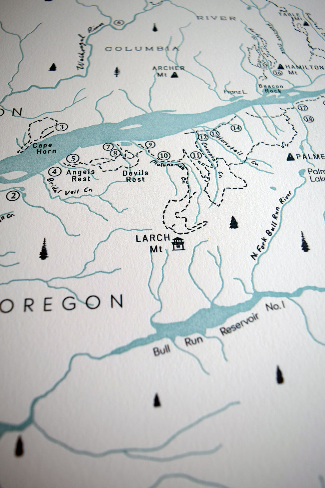 Columbia River Gorge and Mount Hood, Oregon Map