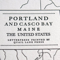 Portland, Maine, Letterpress Map