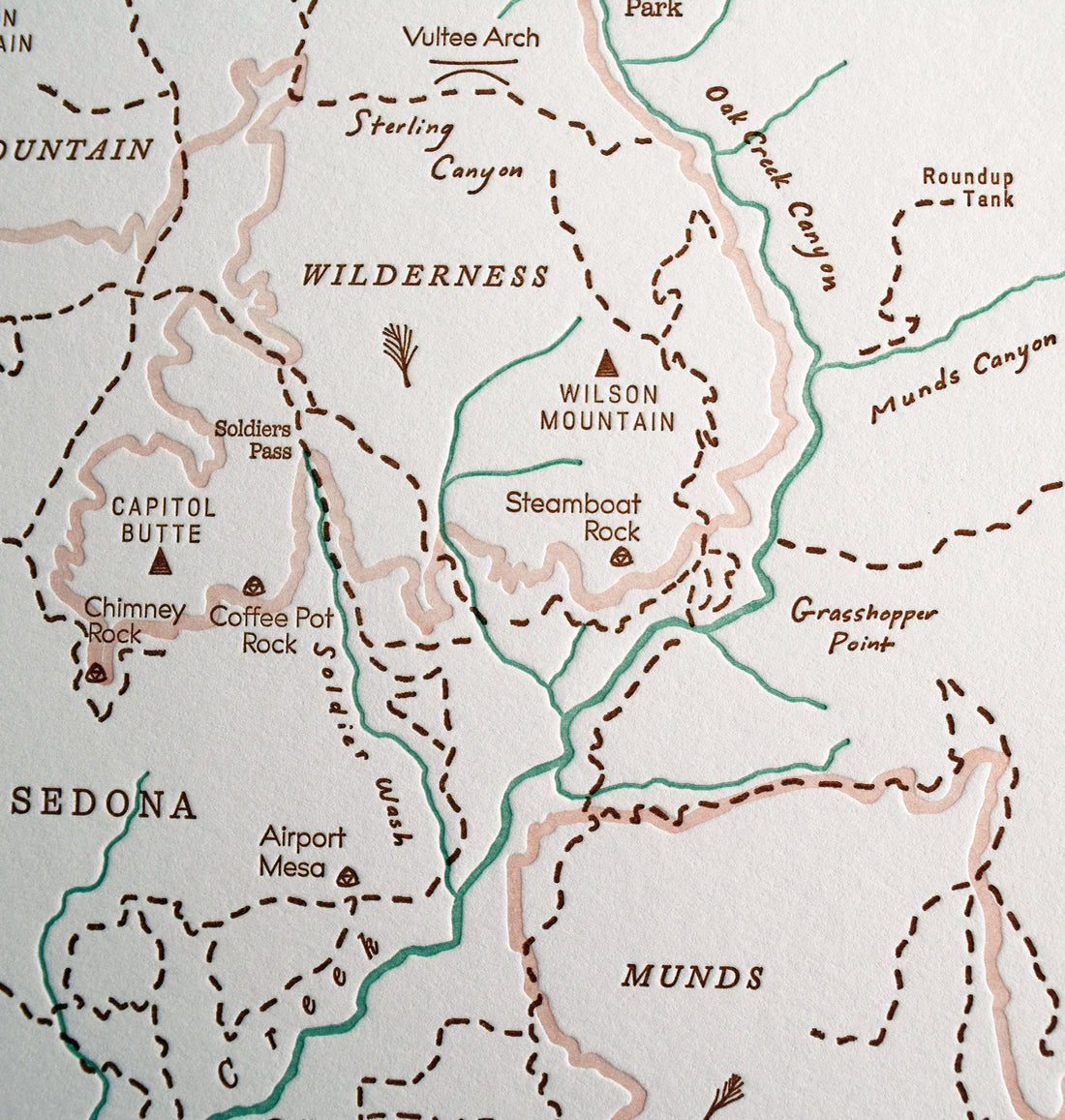 Sedona, Arizona, Letterpress Map