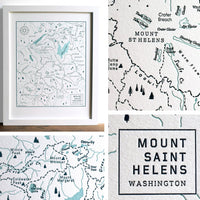 map of mt st helens letterpress printed on cotton paper wall art fits into standard frame