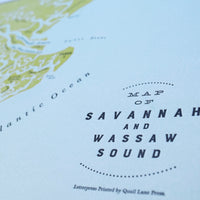 Savannah, Georgia, Letterpress Map
