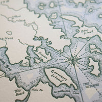 Lake Winnipesaukee, New Hampshire, Letterpress Map