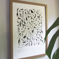 100 Illustrated Birds Print