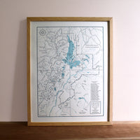 Grand Teton National Park, Jackson Hole, Wyoming, Letterpress Map
