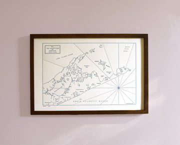 Hamptons and Montauk, Letterpress Map