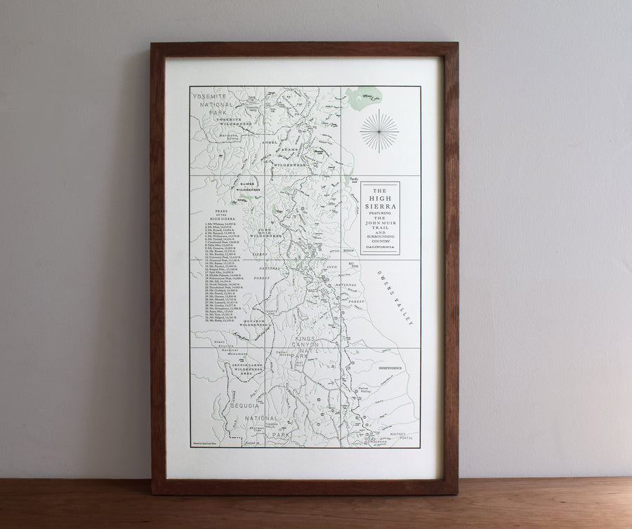 John Muir Trail and the High Sierra Map