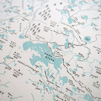 Desolation Wilderness, California, Letterpress Map Print