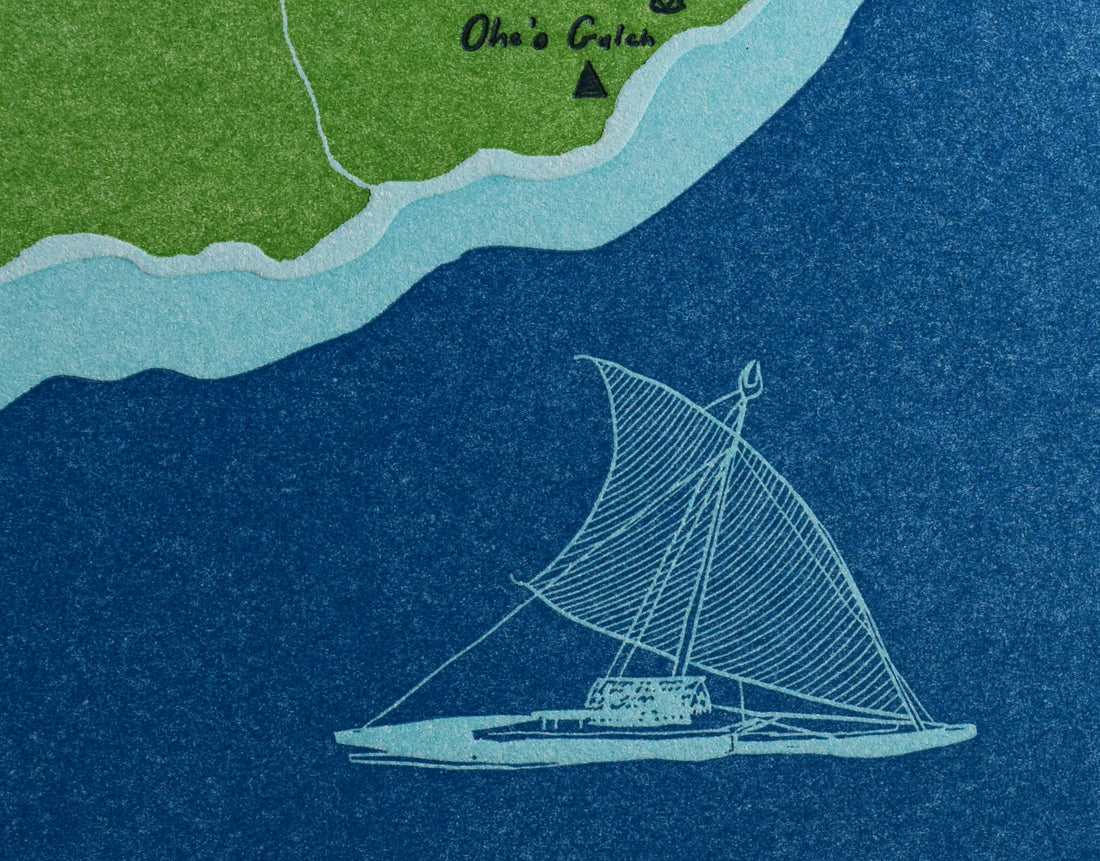 Maui, Hawaii, Letterpress Map