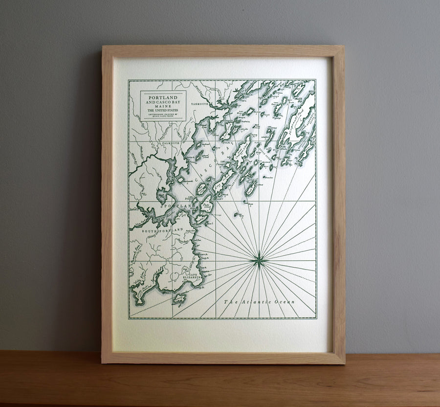 Portland, Maine, Letterpress Map