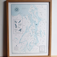 Puget Sound, Washington Letterpress Map