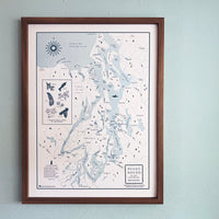 Puget Sound, Washington Letterpress Map
