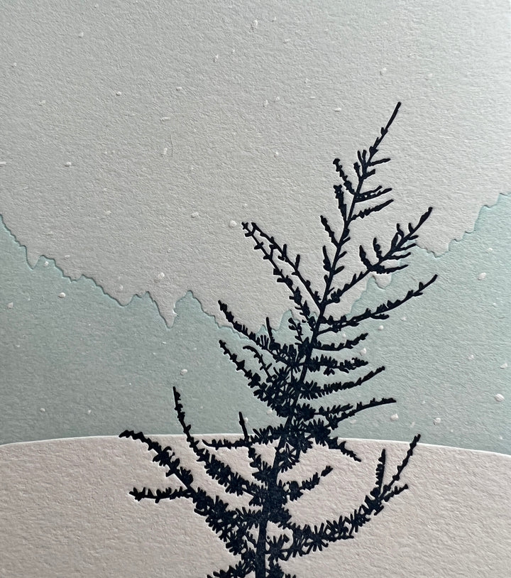 Letterpress printed holiday landscape greeting card