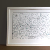 Alpine Lakes Washington Framed Map Black Ink