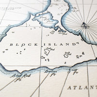 Block Island print navy blue