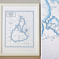 Framed Block Island Lettertpress Print with closeup