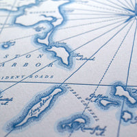 Map of Boston Massachusetts letterpress printed art