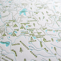 Colorado Wilderness and Mountain Ski Area Map Depicting ski areas natural features trails and wilderness huts