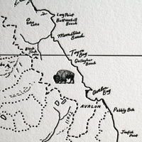 Coast of California map Catalina Island Wall art print