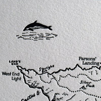 Catalina Island California coast letterpress printed map including prominent landmarks