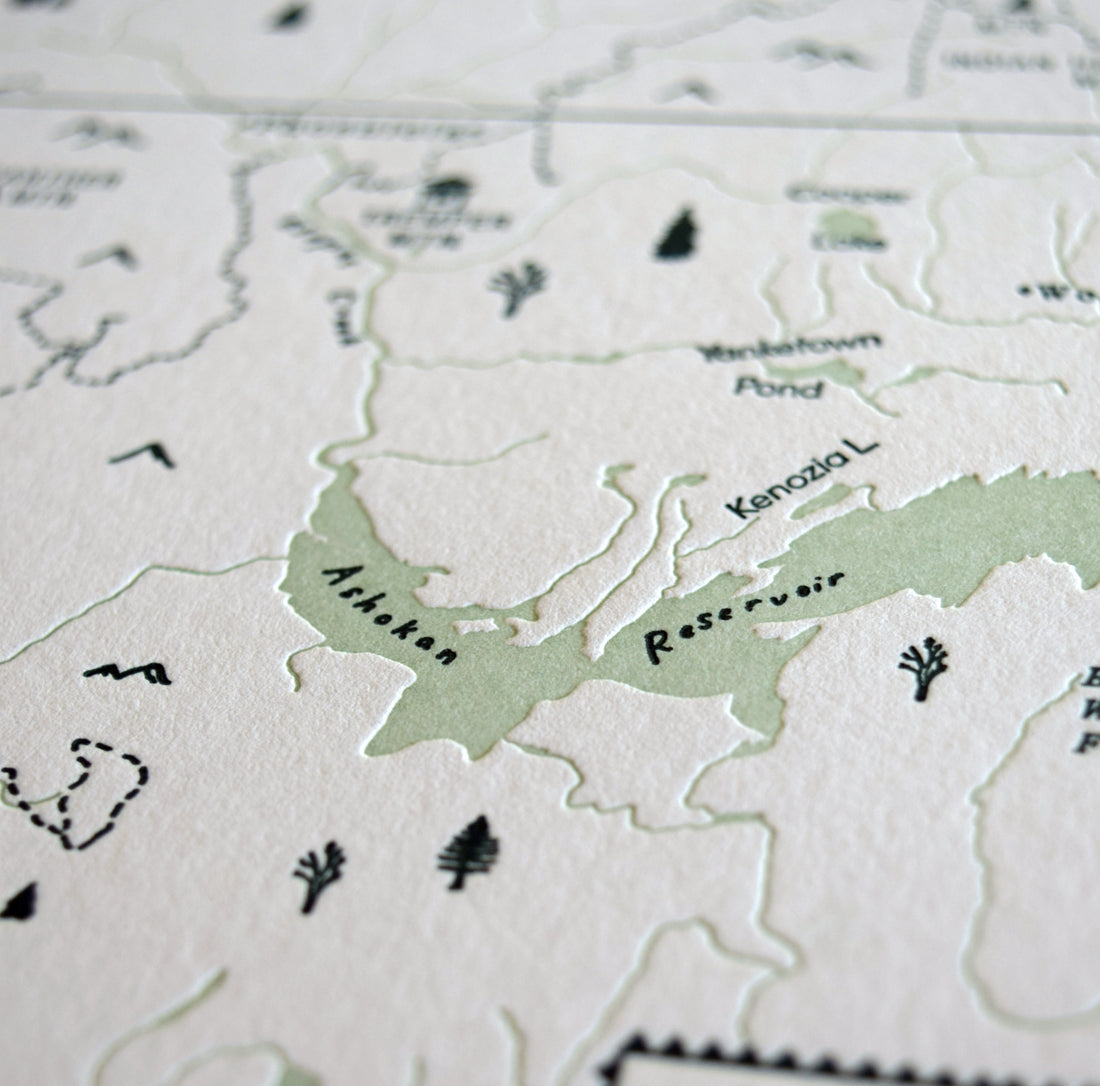 Up-close photo Catskill Letterpress Map