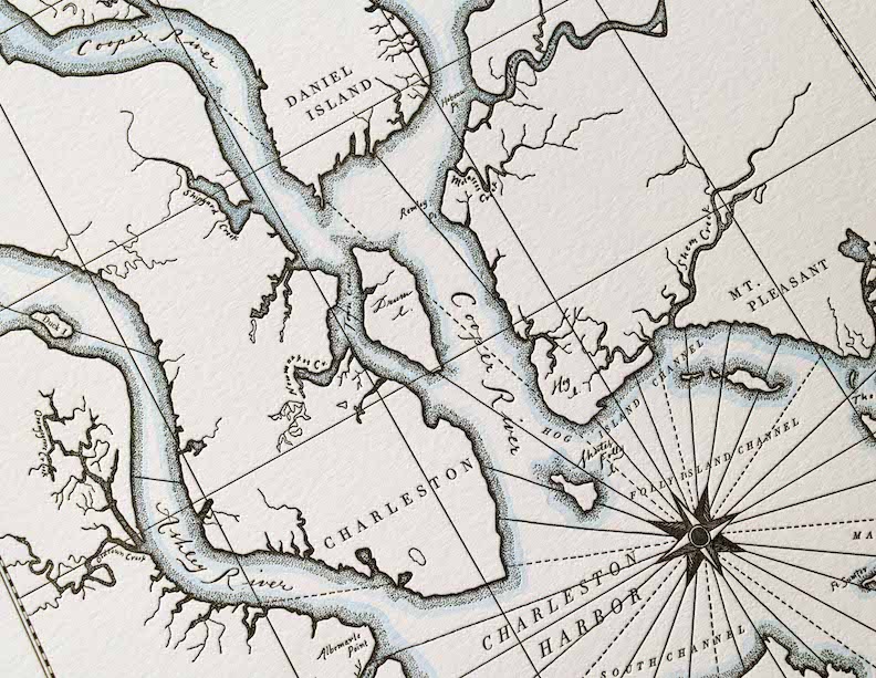 Charleston Harbor map wall art