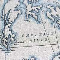Map of Maryland art print navy