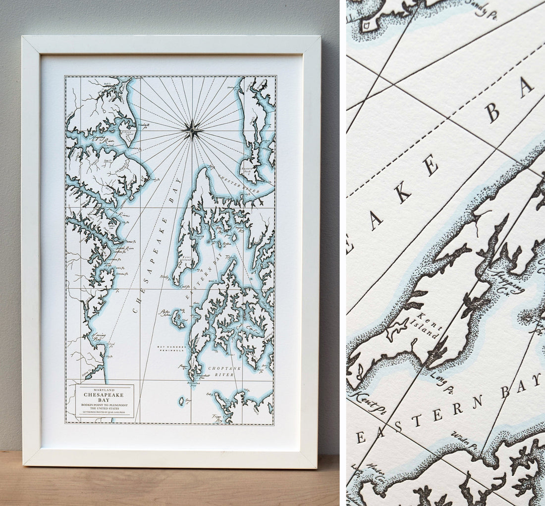 Framed art Chesapeake Bay Map