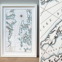 Framed art Chesapeake Bay Map