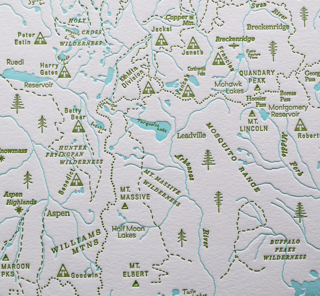 Colorado Map including Aspen, Snowmass, Breckenridge, Copp