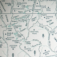 Eagle Cap Wilderness Map Letterpress Print